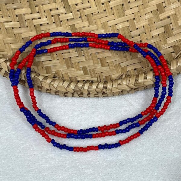 Fio de Contas - Miçanga - Azul Escuro e Vermelho - Imagem 2