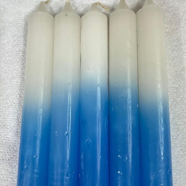 Vela Palito Irmã Dulce nº 12 Branca e Azul Clara – Pacote com 10