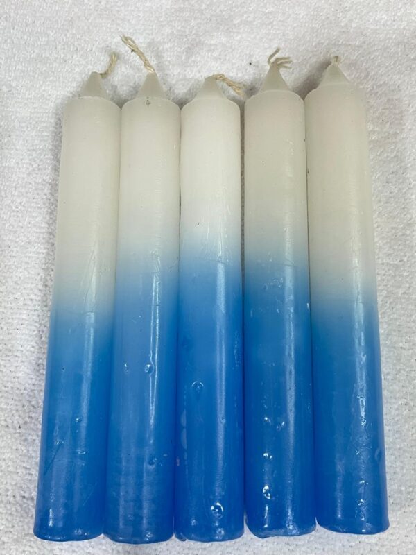 Vela Palito Irmã Dulce nº 12 Branca e Azul Clara – Pacote com 10