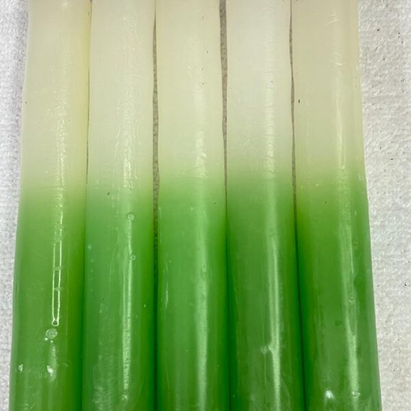 Vela Palito Irmã Dulce nº 12 Branca e Verde – Pacote com 10