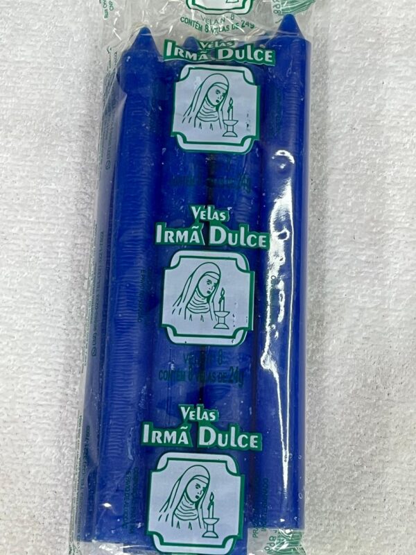 Vela Palito Irmã Dulce nº8 Azul Escuro - Pacote com 8 Unidades