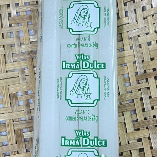 Vela Palito Irmã Dulce nº8 Branca - Pacote com 8 Unidades