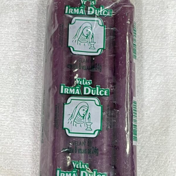 Vela Palito Irmã Dulce nº8 Roxa - Pacote com 8 Unidades