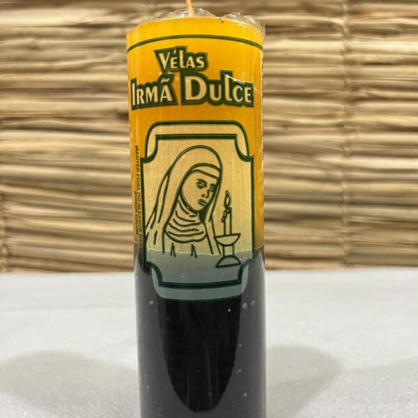 Vela Votiva 270g Amarela e Preta - Irmã Dulce