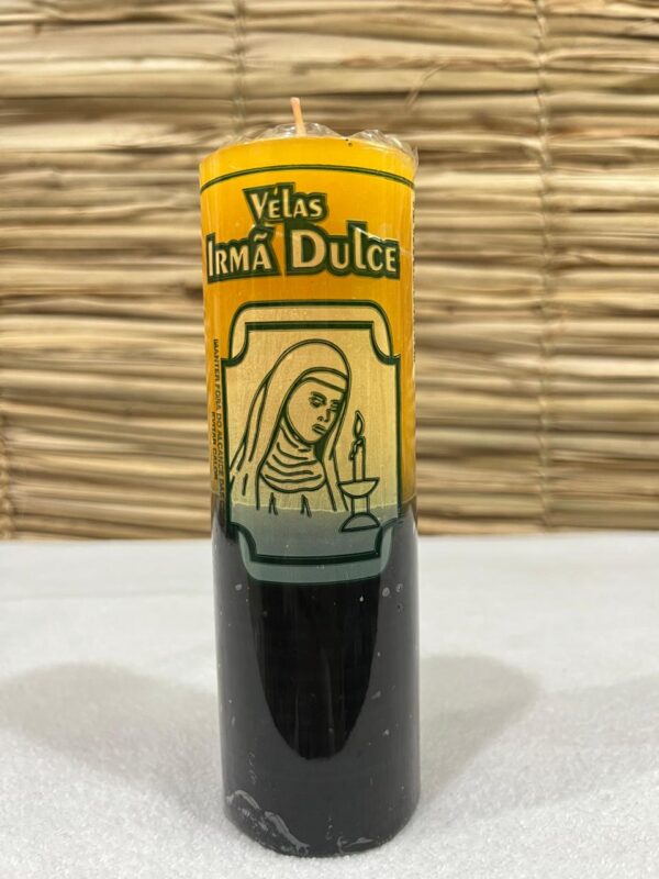 Vela Votiva 270g Amarela e Preta - Irmã Dulce