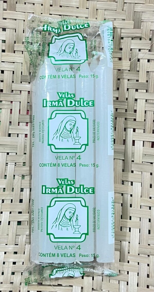 Vela Palito Irmã Dulce nº 4 Branca – Pacote com 8