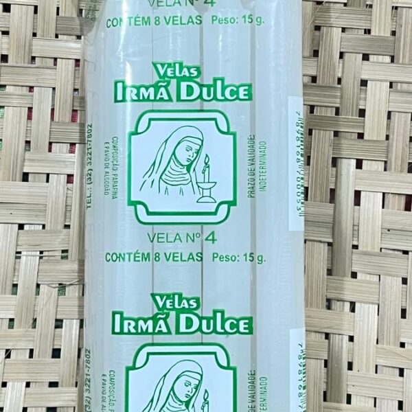 Vela Palito Irmã Dulce nº 4 Branca – Pacote com 8