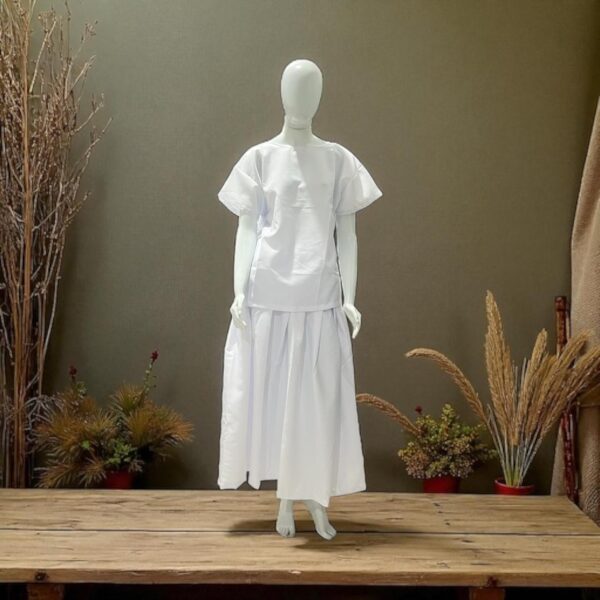 Conjunto de Ração Feminino - Saia e Blusa - Oxford Branco